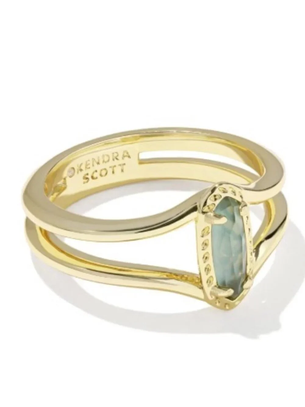 Kendra Scott Emma Double Band Ring - Green Size 7